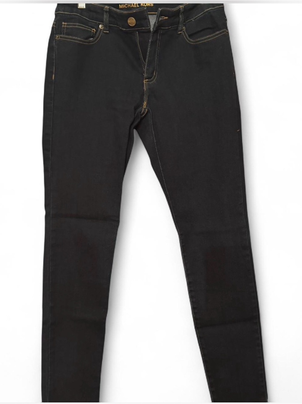 Michael Kors Black Skinny Jeans with Gold-Tone Stitching